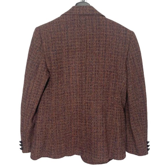 Vintage 60s Maroon Red Tweed Double Button Blazer Large - Picture 2 of 10